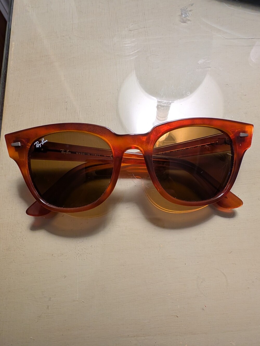 Vintage Ray Ban METEOR 820 Amber Orange Round-Edge Sunglasses